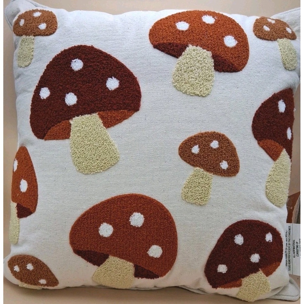 Textured Mushroom Pattern Throw Pillow by Ashland Fall Autumn Colors NWT